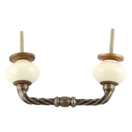 Cream Round Ceramic Cut Bridge Handles